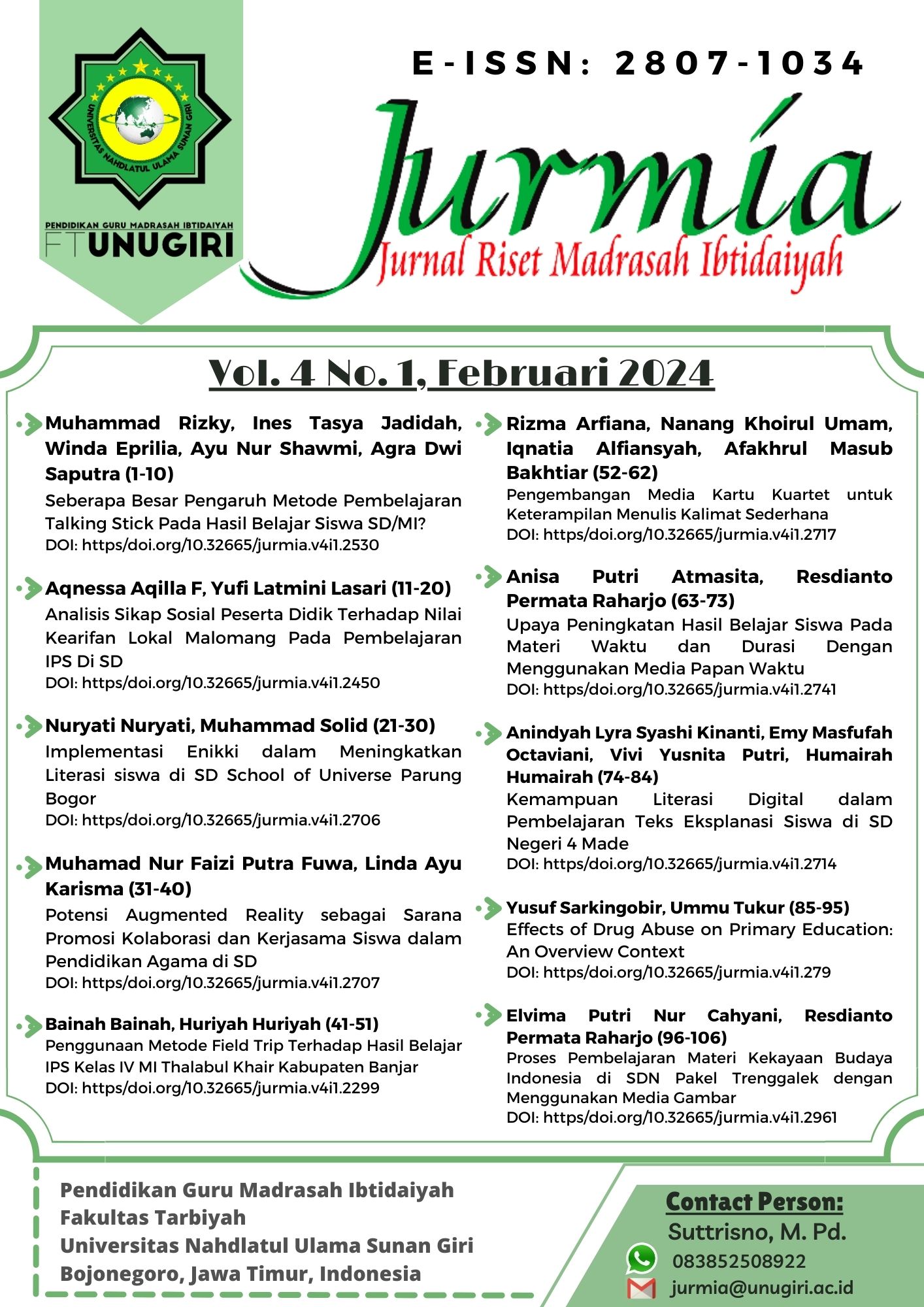					View Vol. 4 No. 1 (2024): Jurnal Riset Madrasah Ibtidaiyah
				